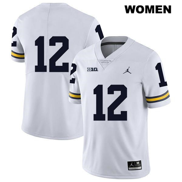 Women's NCAA Michigan Wolverines Josh Ross #12 No Name White Jordan Brand Authentic Stitched Legend Football College Jersey LV25C07GZ